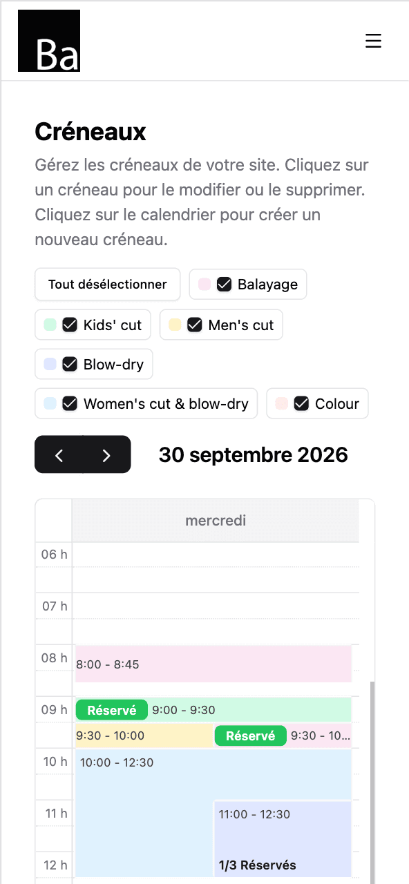 Your availability calendar on a phone